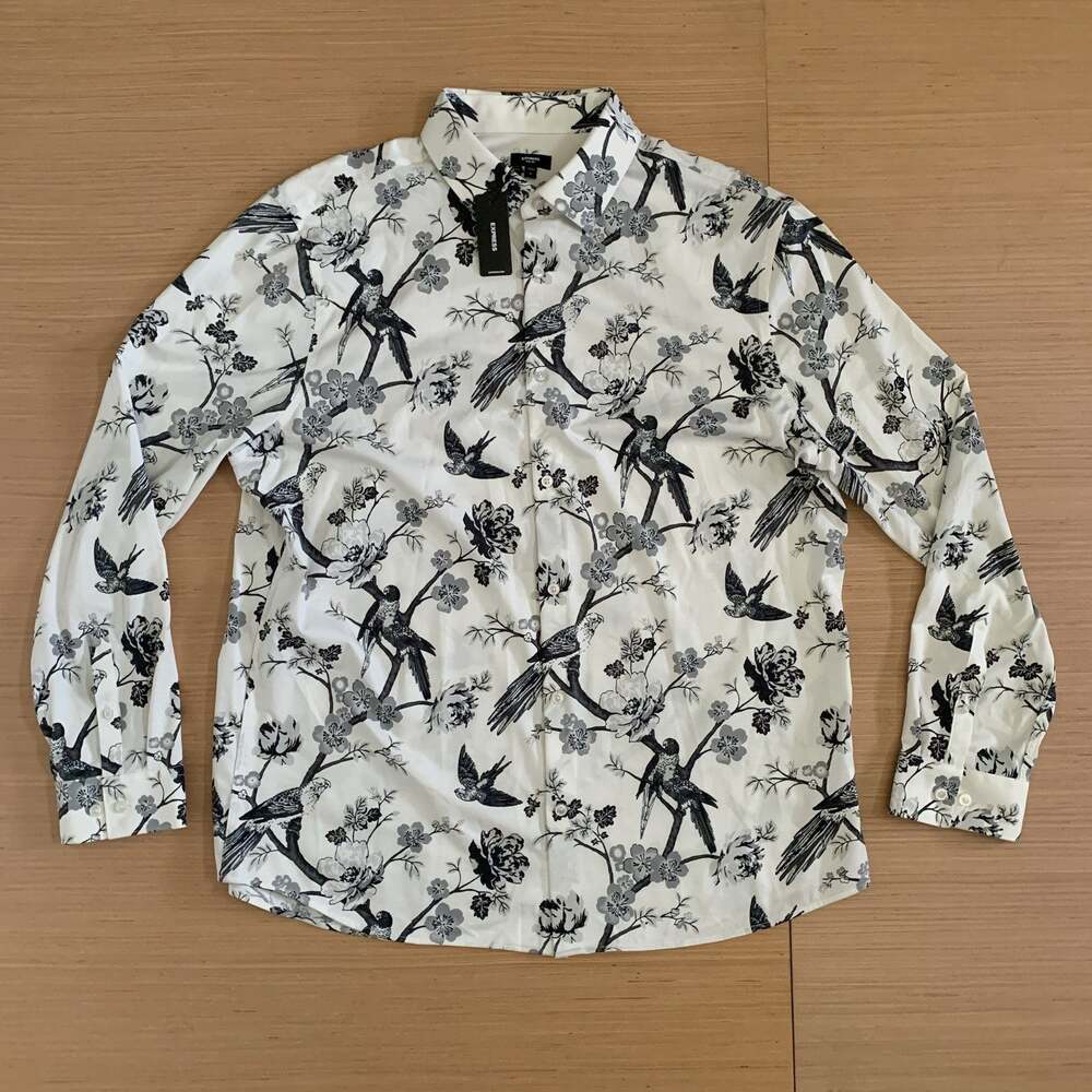 Express Men's Size XL Slim 1MX Floral Button Up Long Sleeve Shirt Brand New